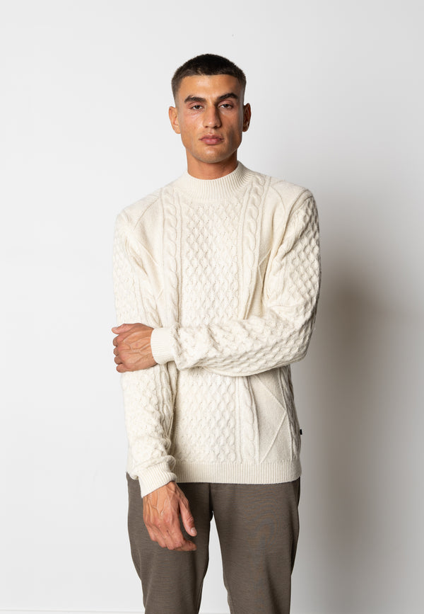 Clean Cut Copenhagen Morgan wool 'fisherman' jumper Knit Ecru Melange