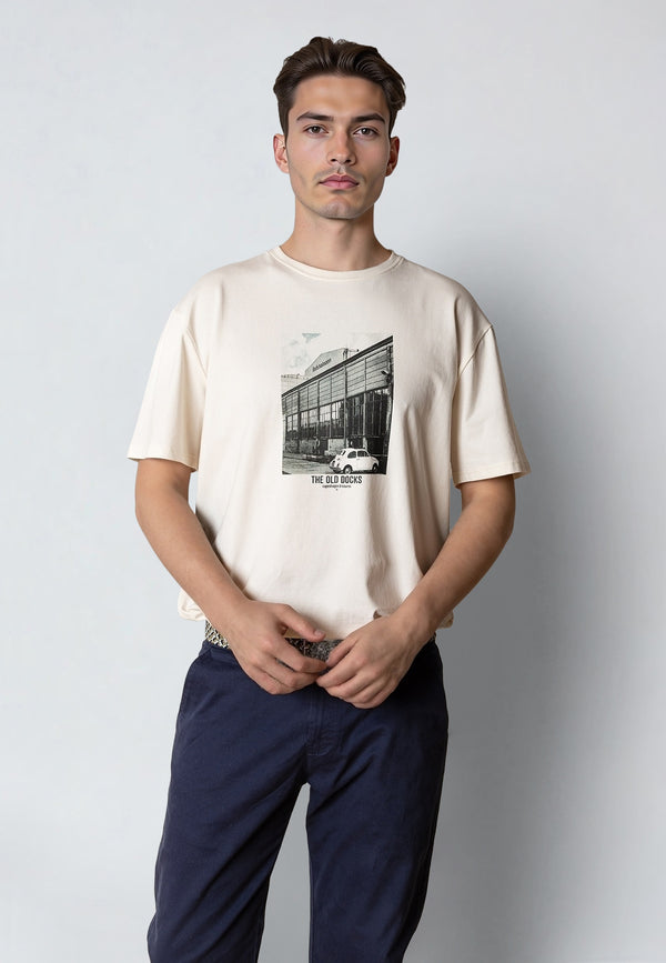 Clean Cut Copenhagen OLD COPENHAGEN DOCKS T-SHIRT T-shirts S/S Ecru