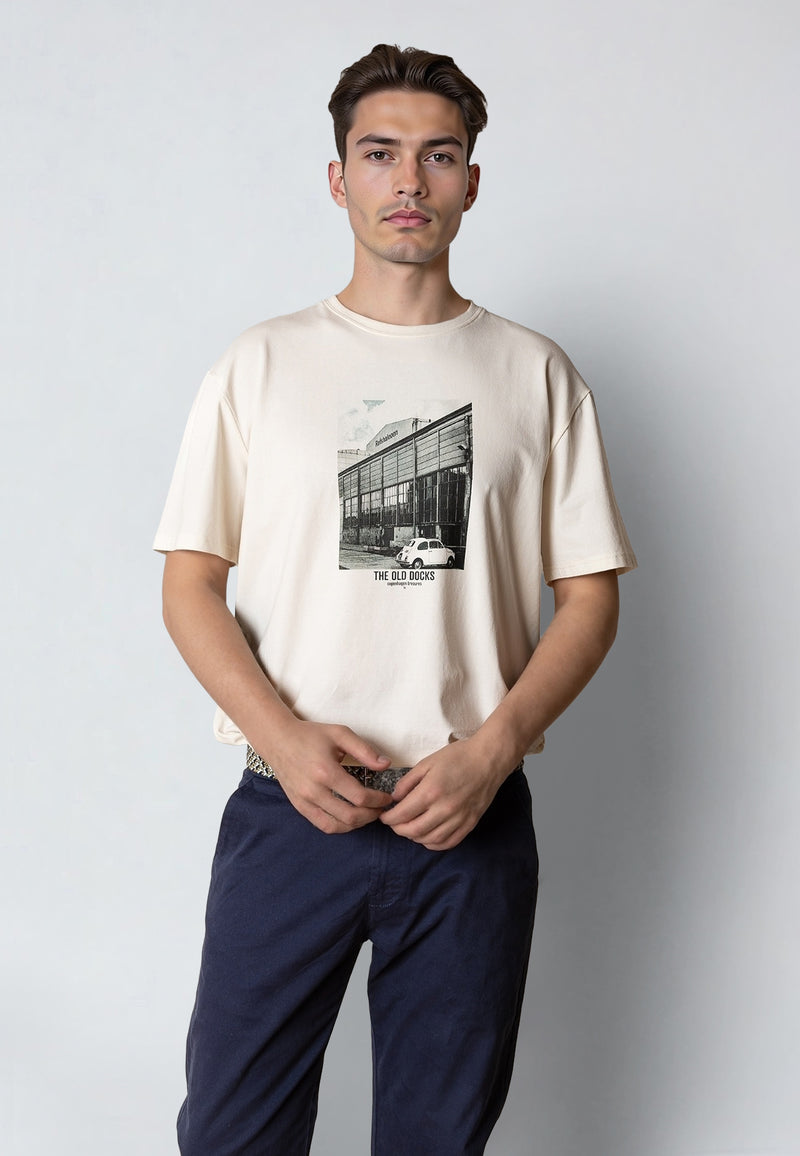 Clean Cut Copenhagen OLD COPENHAGEN DOCKS T-SHIRT T-shirts S/S Ecru