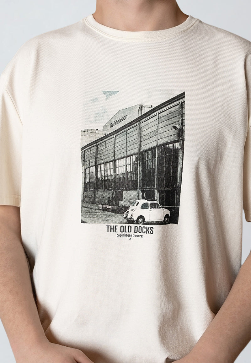 Clean Cut Copenhagen OLD COPENHAGEN DOCKS T-SHIRT T-shirts S/S Ecru