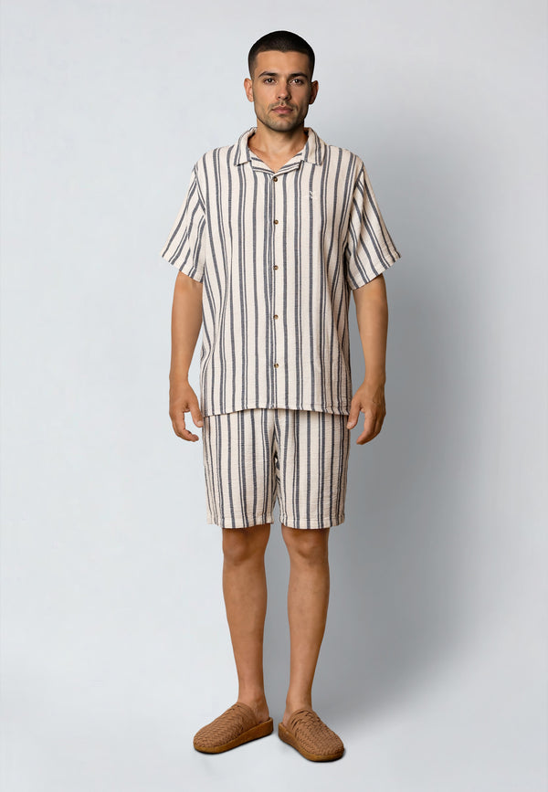 Fat Moose ORLEAN SHORTS Shorts Off White/Black striped