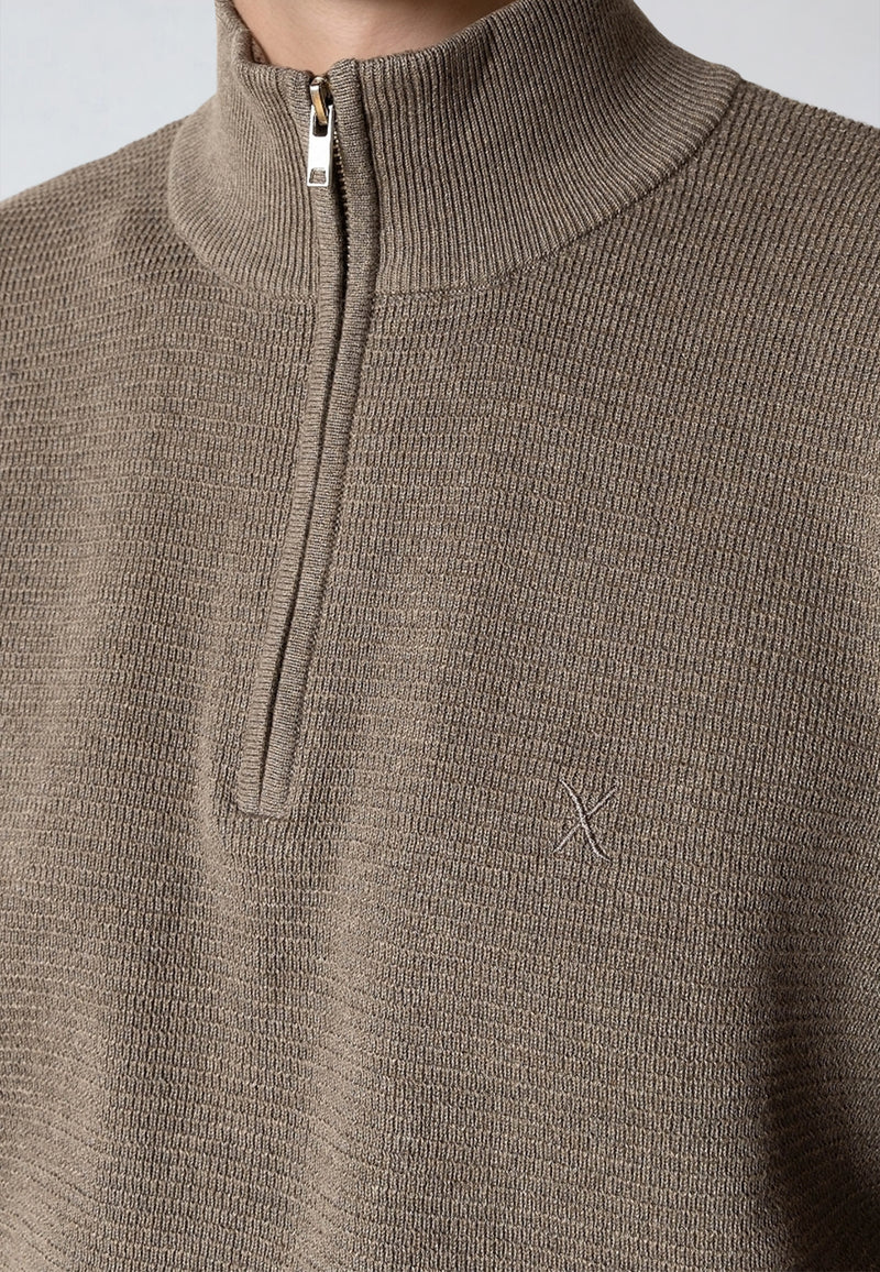 Clean Cut Copenhagen OSCAR 1/2 ZIP KNITTED JUMPER Knit Brindle melange