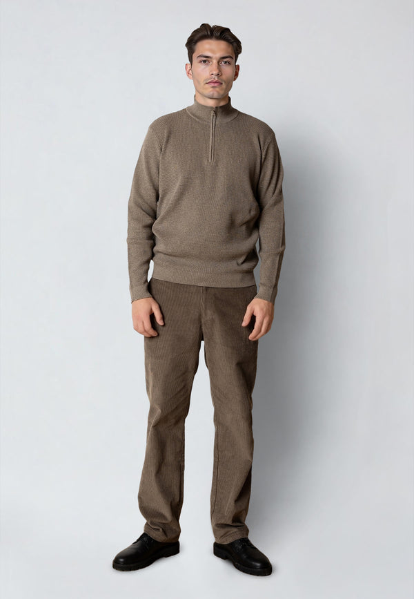 Clean Cut Copenhagen OSCAR 1/2 ZIP KNITTED JUMPER Knit Brindle melange