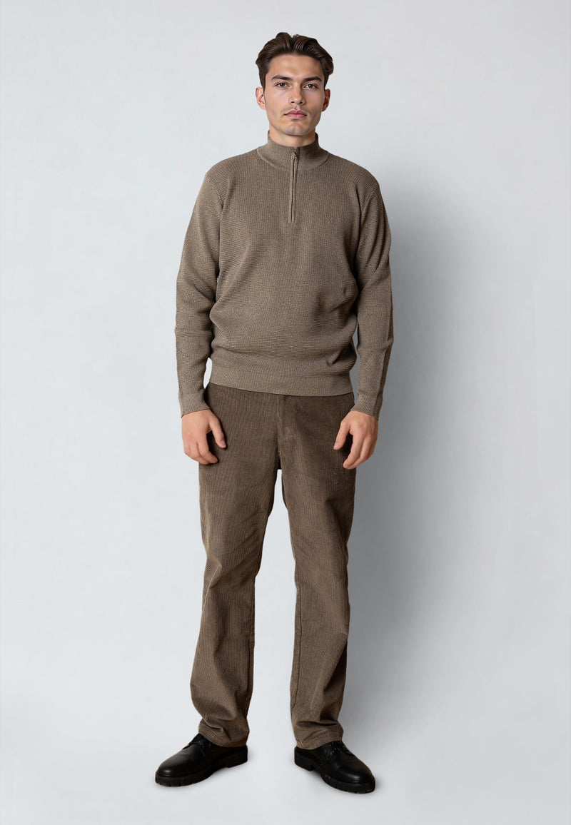 Clean Cut Copenhagen OSCAR 1/2 ZIP KNITTED JUMPER Knit Brindle melange