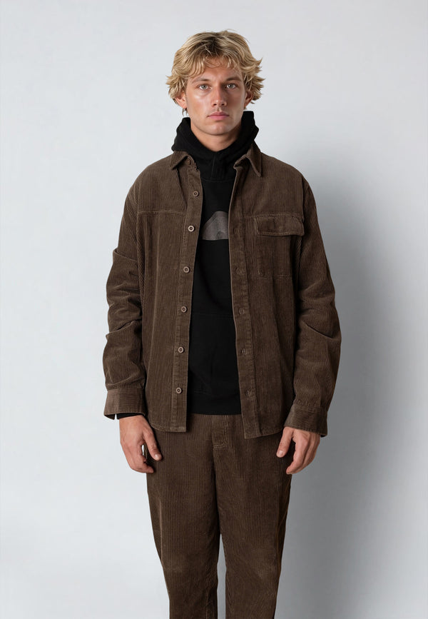 Fat Moose OWEN CORD SHIRT Overshirts Morel