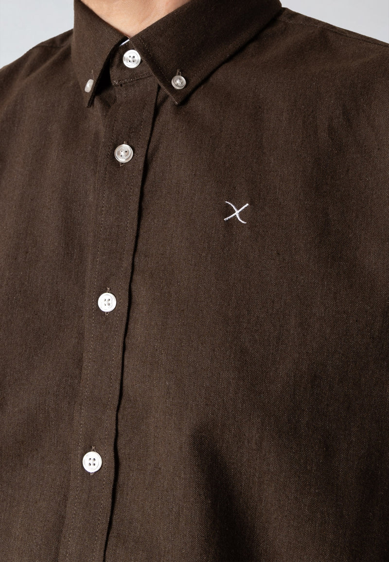 Clean Cut Copenhagen OXFORD STRETCH SHIRT Shirts L/S Dark Brown Melange