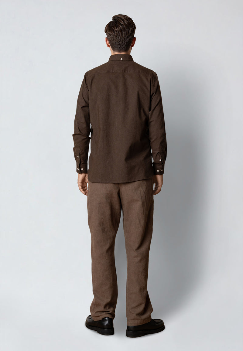 Clean Cut Copenhagen OXFORD STRETCH SHIRT Shirts L/S Dark Brown Melange