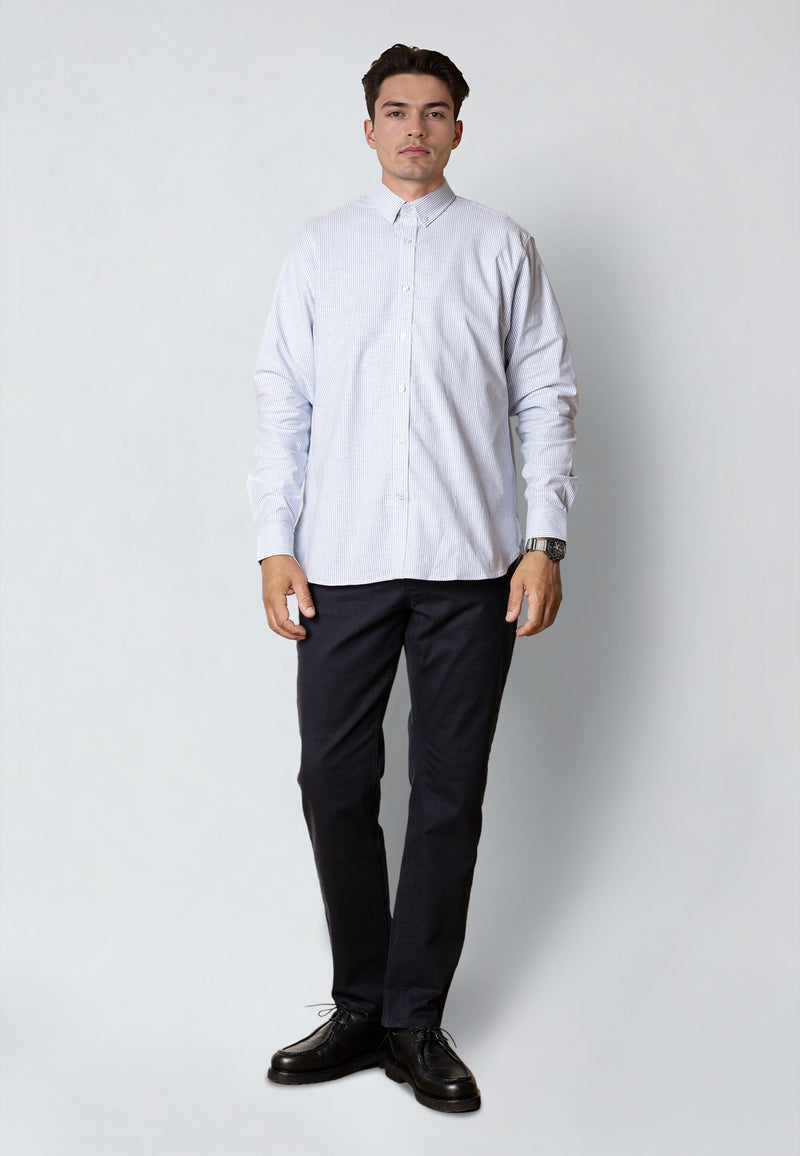Clean Cut Copenhagen OXFORD STRIPED STRETCH SHIRT Shirts L/S Light Blue