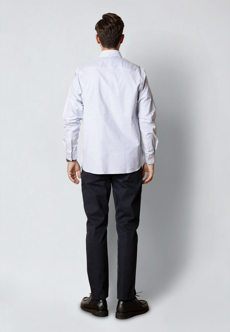 Clean Cut Copenhagen OXFORD STRIPED STRETCH SHIRT Shirts L/S Light Blue