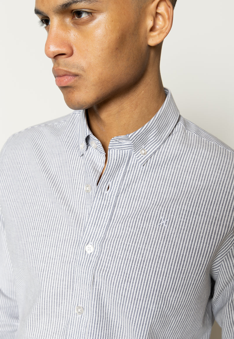 Clean Cut Copenhagen OXFORD STRIPED STRETCH SHIRT Shirts L/S Navy striped