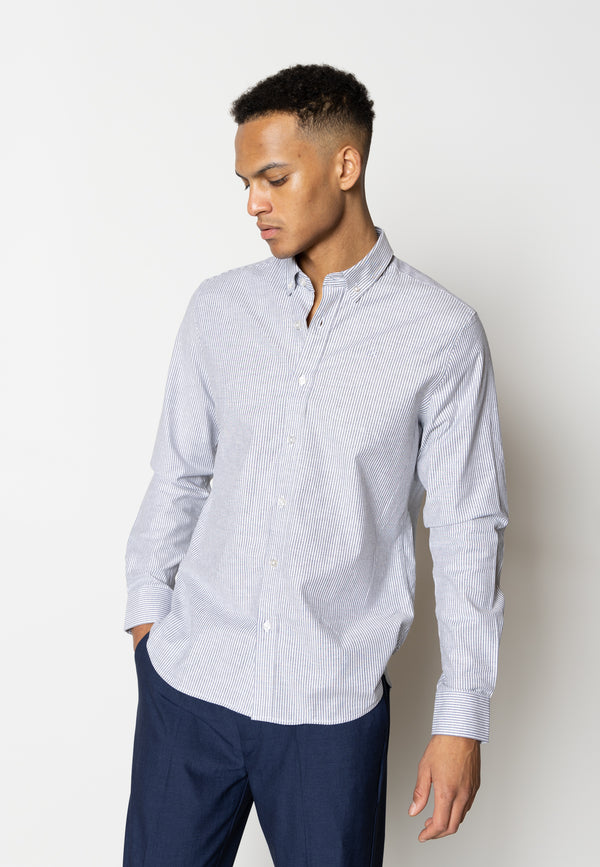 Clean Cut Copenhagen OXFORD STRIPED STRETCH SHIRT Shirts L/S Navy striped