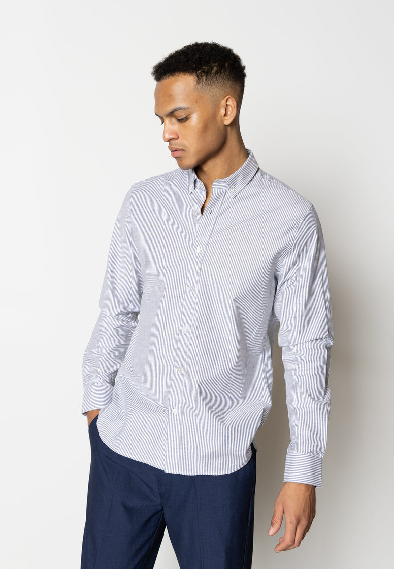 Clean Cut Copenhagen OXFORD STRIPED STRETCH SHIRT Shirts L/S Navy striped