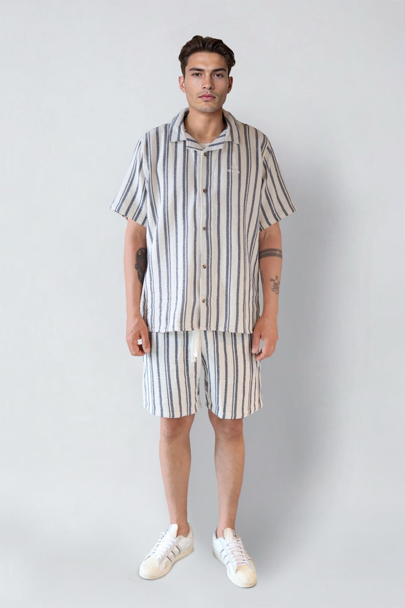 Fat Moose Orlean shirt Shirts S/S Off White/Black striped