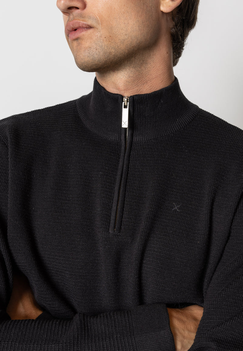 Clean Cut Copenhagen OSCAR 1/2 ZIP KNITTED JUMPER Knit Black