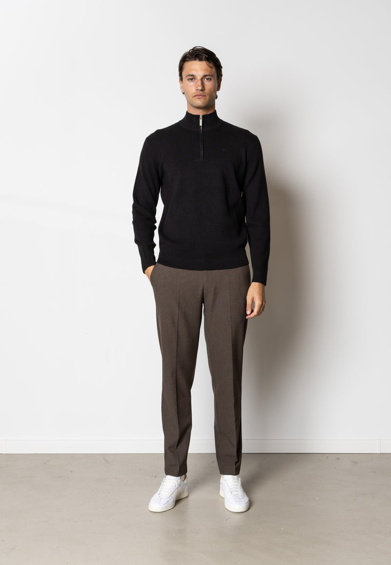 Clean Cut Copenhagen OSCAR 1/2 ZIP KNITTED JUMPER Knit Black