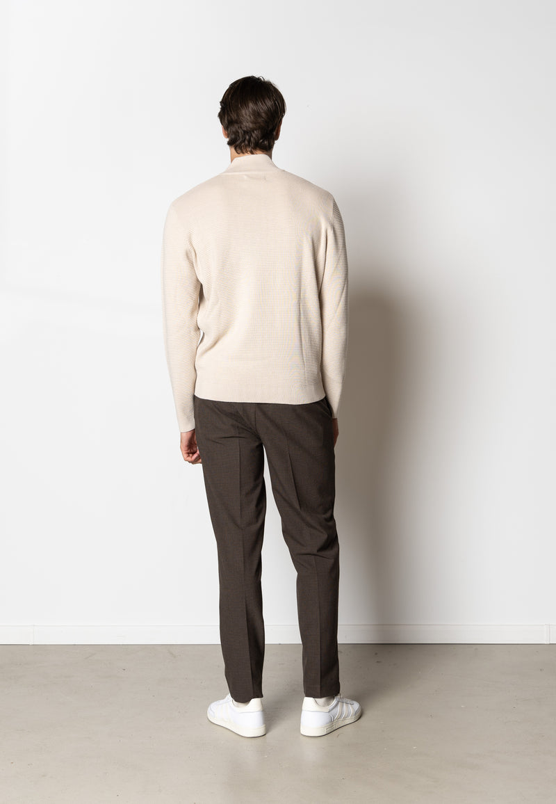Clean Cut Copenhagen OSCAR 1/2 ZIP KNITTED JUMPER Knit Ecru Melange