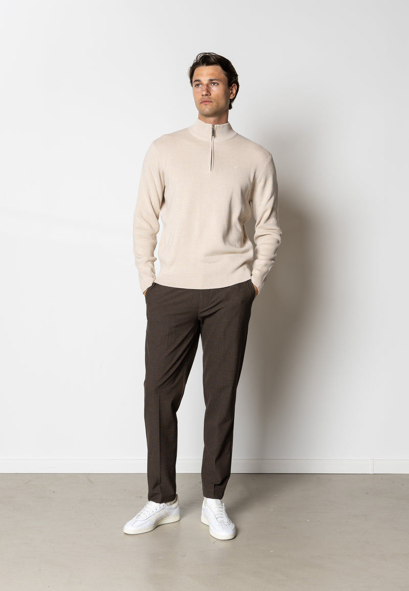 Clean Cut Copenhagen OSCAR 1/2 ZIP KNITTED JUMPER Knit Ecru Melange
