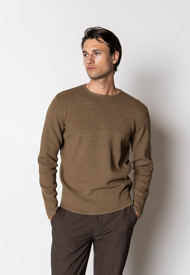 Clean Cut Copenhagen OSCAR KNITTED JUMPER Knit Brown Melange