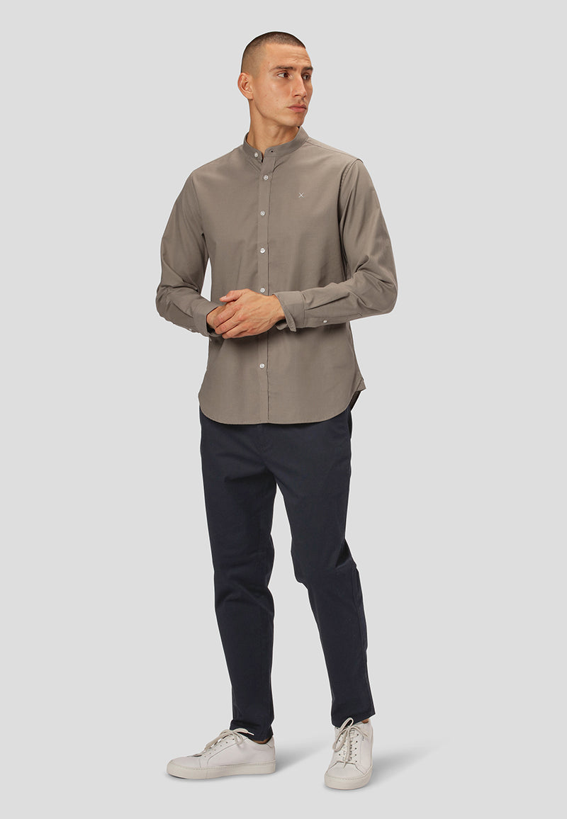 Clean Cut Copenhagen Oxford mandarin collar stretch shirt Shirts L/S Dusty Green