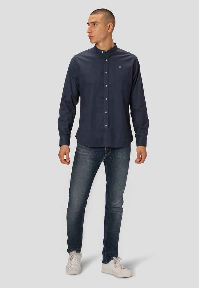 Clean Cut Copenhagen Oxford mandarin collar stretch shirt Shirts L/S Navy