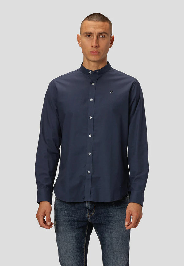 Clean Cut Copenhagen Oxford mandarin collar stretch shirt Shirts L/S Navy