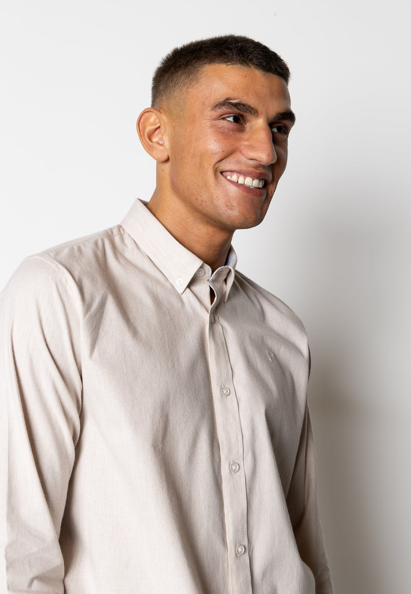 Clean Cut Copenhagen OXFORD STRETCH SHIRT Shirts L/S Sand Melange