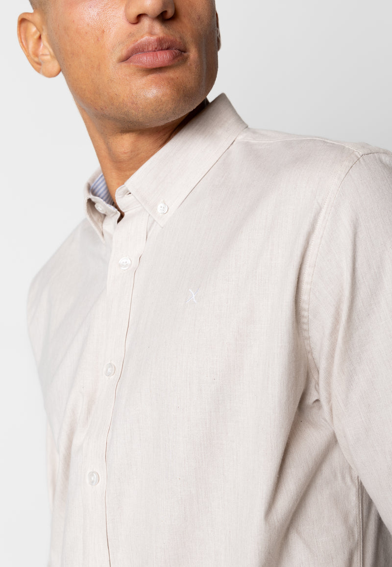 Clean Cut Copenhagen OXFORD STRETCH SHIRT Shirts L/S Sand Melange