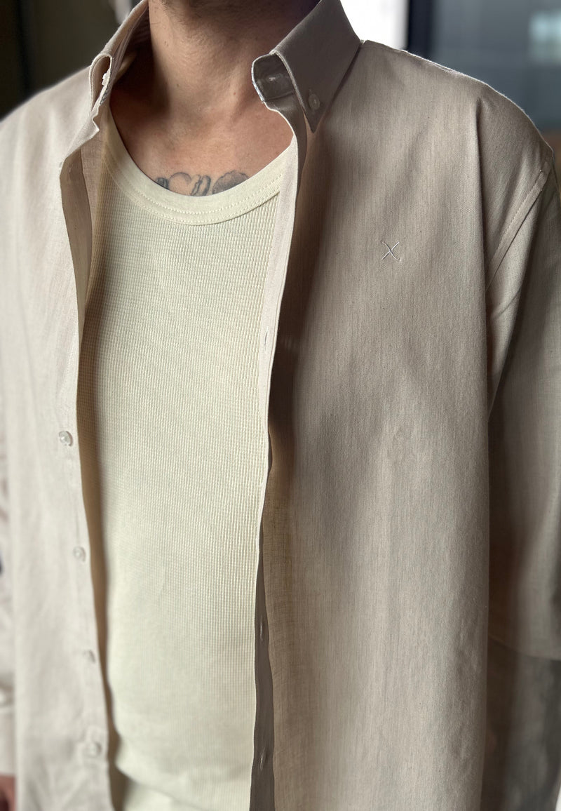 Clean Cut Copenhagen OXFORD STRETCH SHIRT Shirts L/S Sand Melange