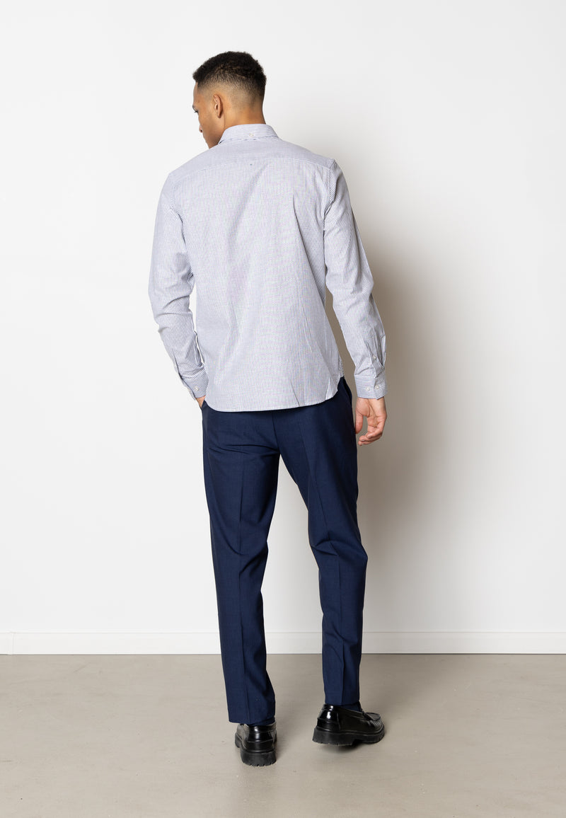 Clean Cut Copenhagen OXFORD STRIPED STRETCH SHIRT Shirts L/S Navy striped