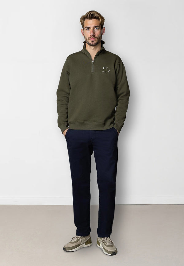 Clean Cut Copenhagen PATRICK ZIP SWEATSHIRT Sweatshirts Army