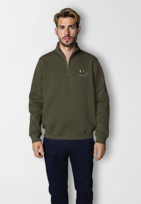 Clean Cut Copenhagen PATRICK ZIP SWEATSHIRT Sweatshirts Army