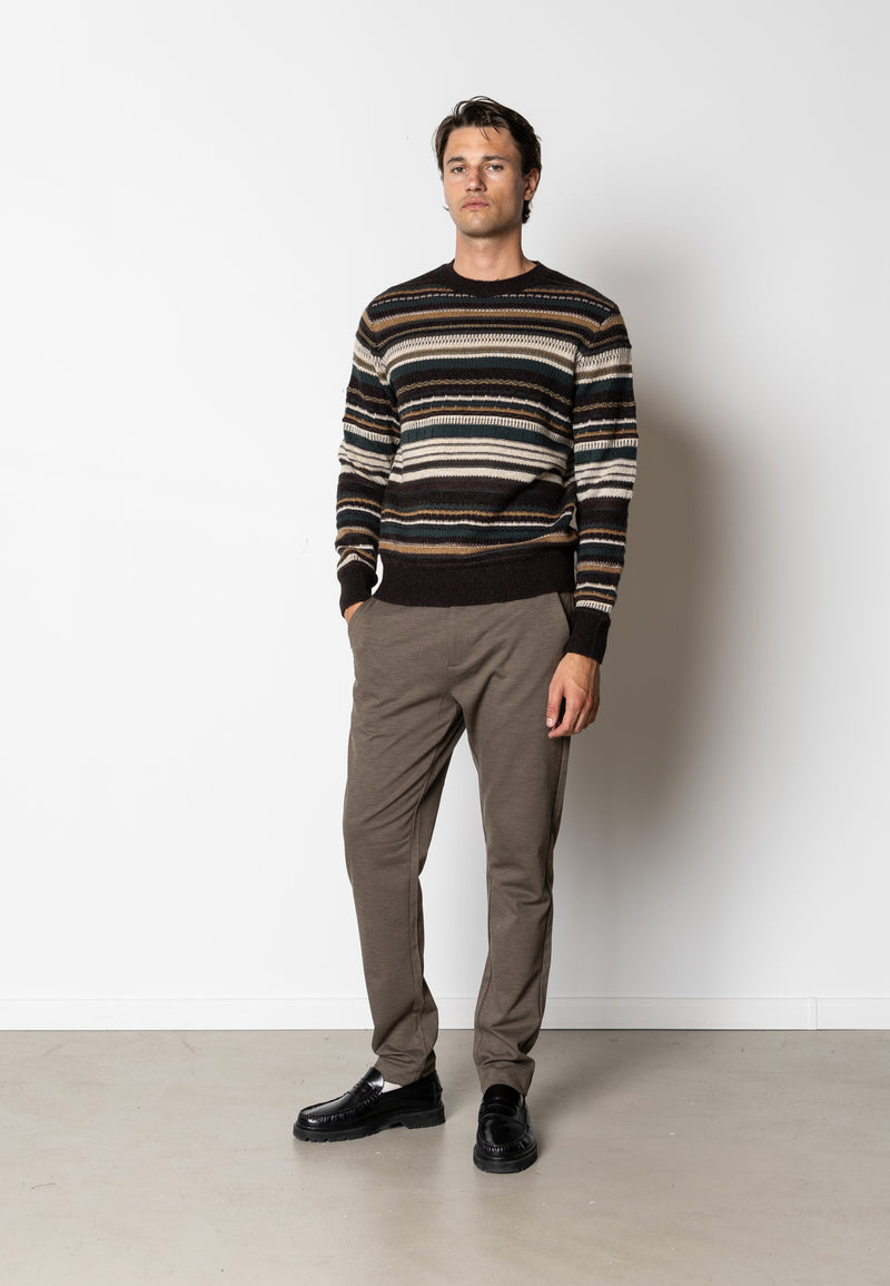 Clean Cut Copenhagen Phillip wool knitted jumper Knit Deep Green/Ecru striped