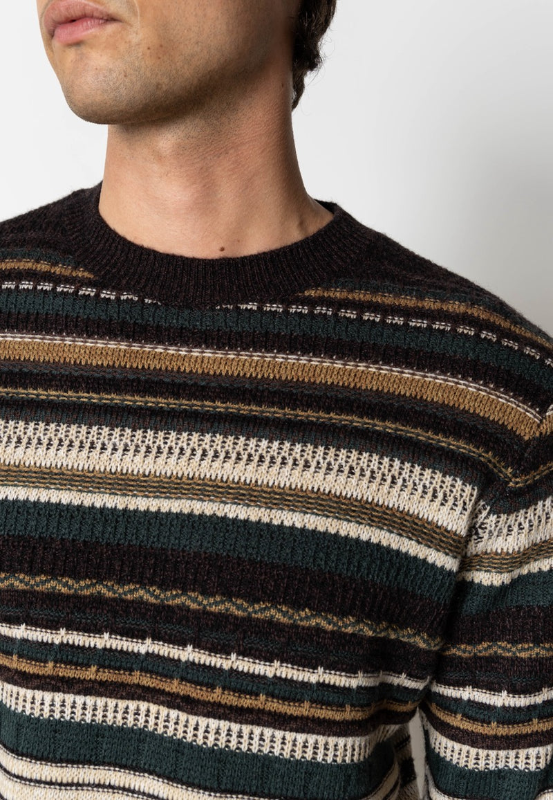Clean Cut Copenhagen Phillip wool knitted jumper Knit Deep Green/Ecru striped