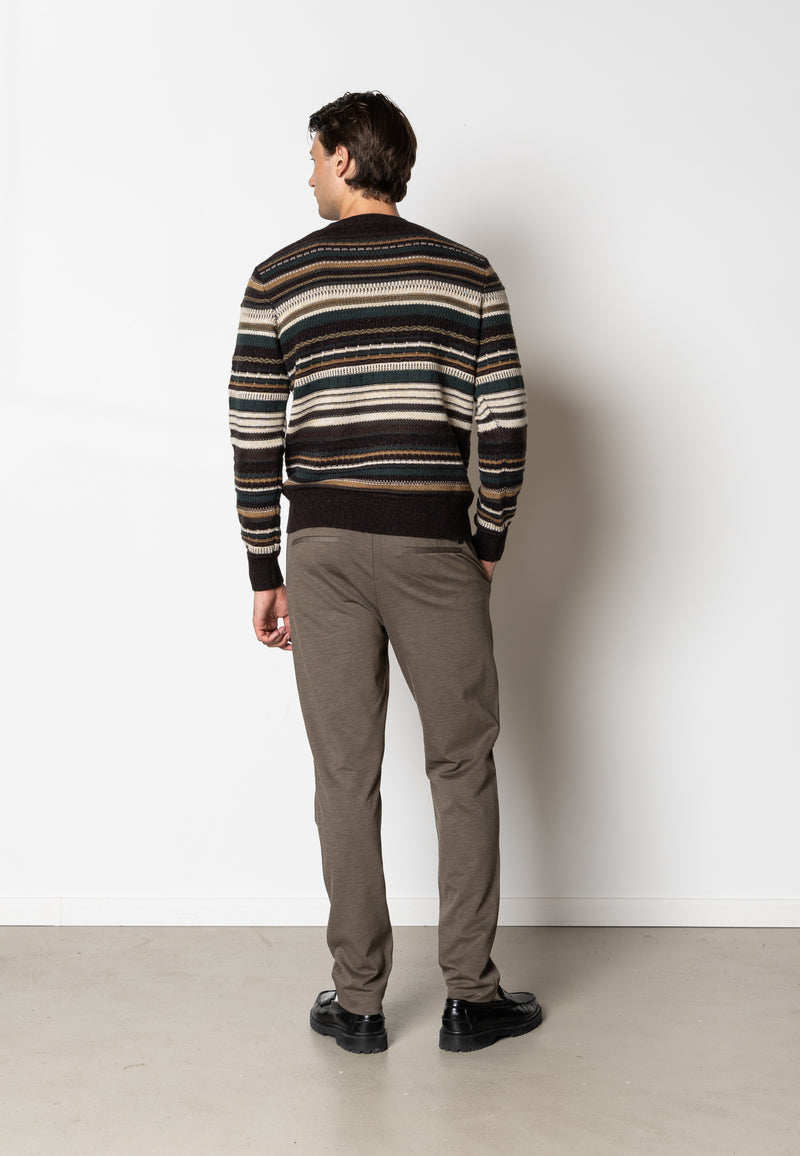 Clean Cut Copenhagen Phillip wool knitted jumper Knit Deep Green/Ecru striped
