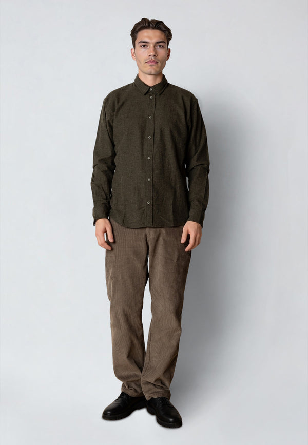 Clean Cut Copenhagen RUSSEL FLANNEL SHIRT Shirts L/S Army Melange
