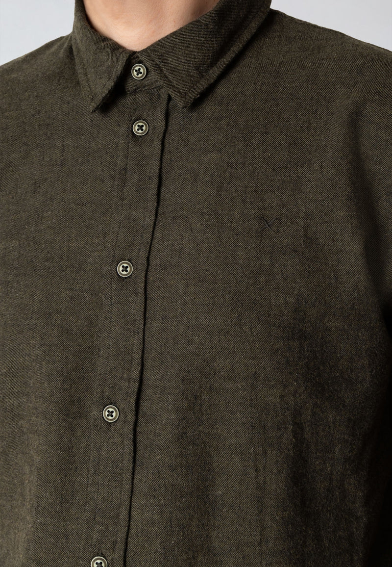 Clean Cut Copenhagen RUSSEL FLANNEL SHIRT Shirts L/S Army Melange
