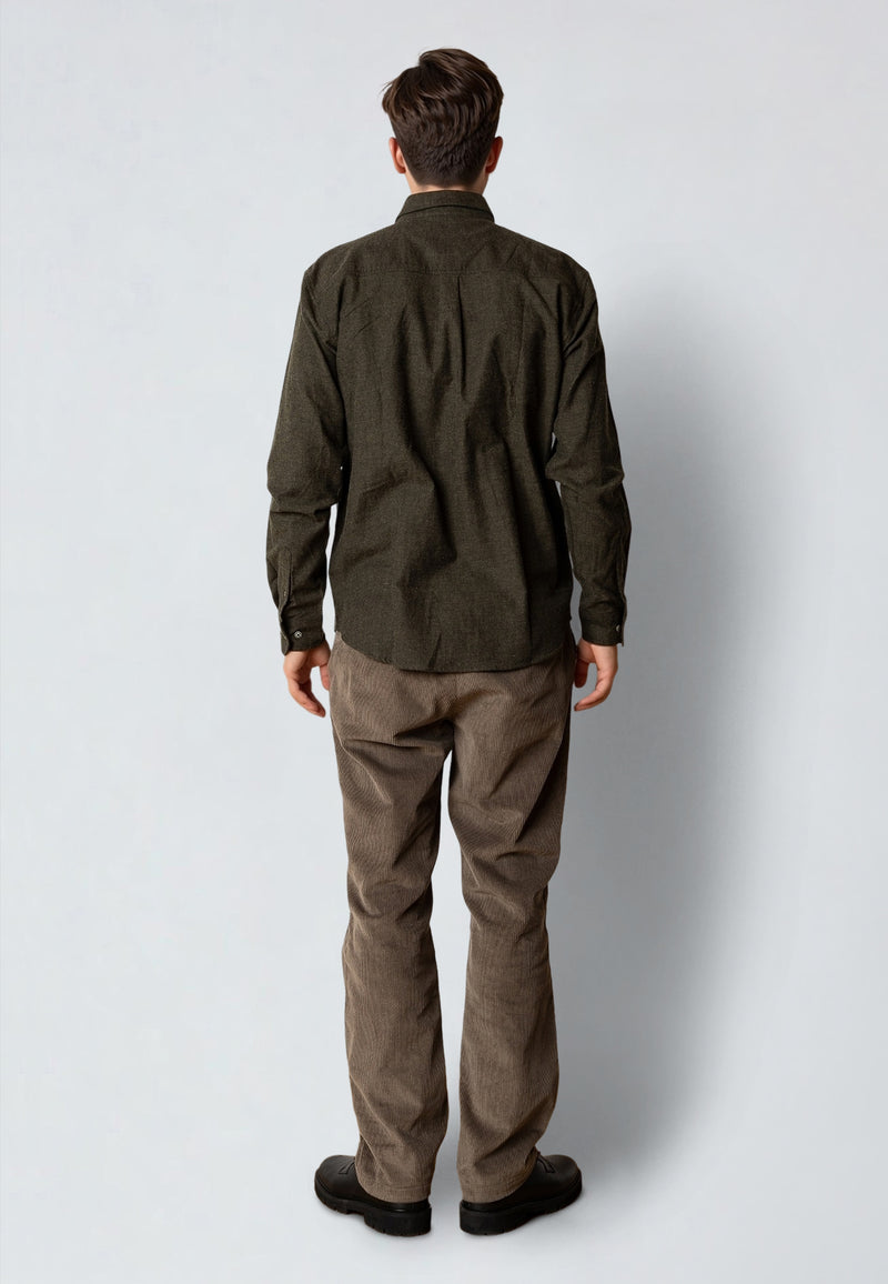 Clean Cut Copenhagen RUSSEL FLANNEL SHIRT Shirts L/S Army Melange