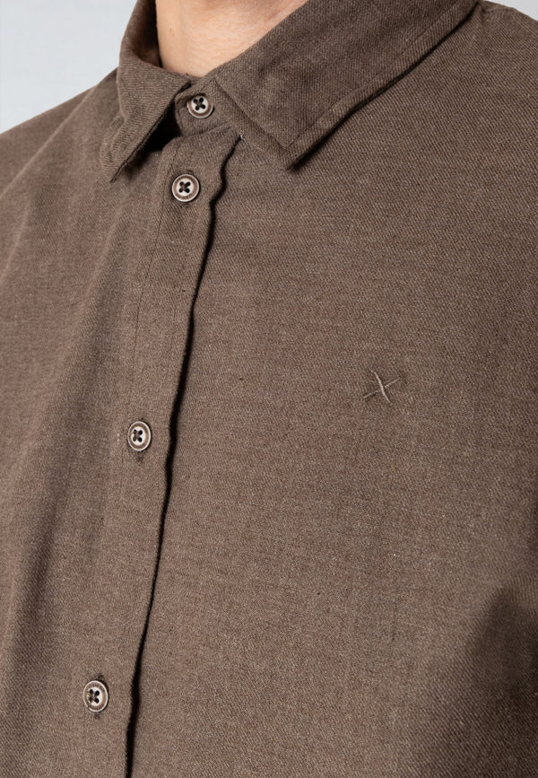 Clean Cut Copenhagen RUSSEL FLANNEL SHIRT Shirts L/S Brown Melange