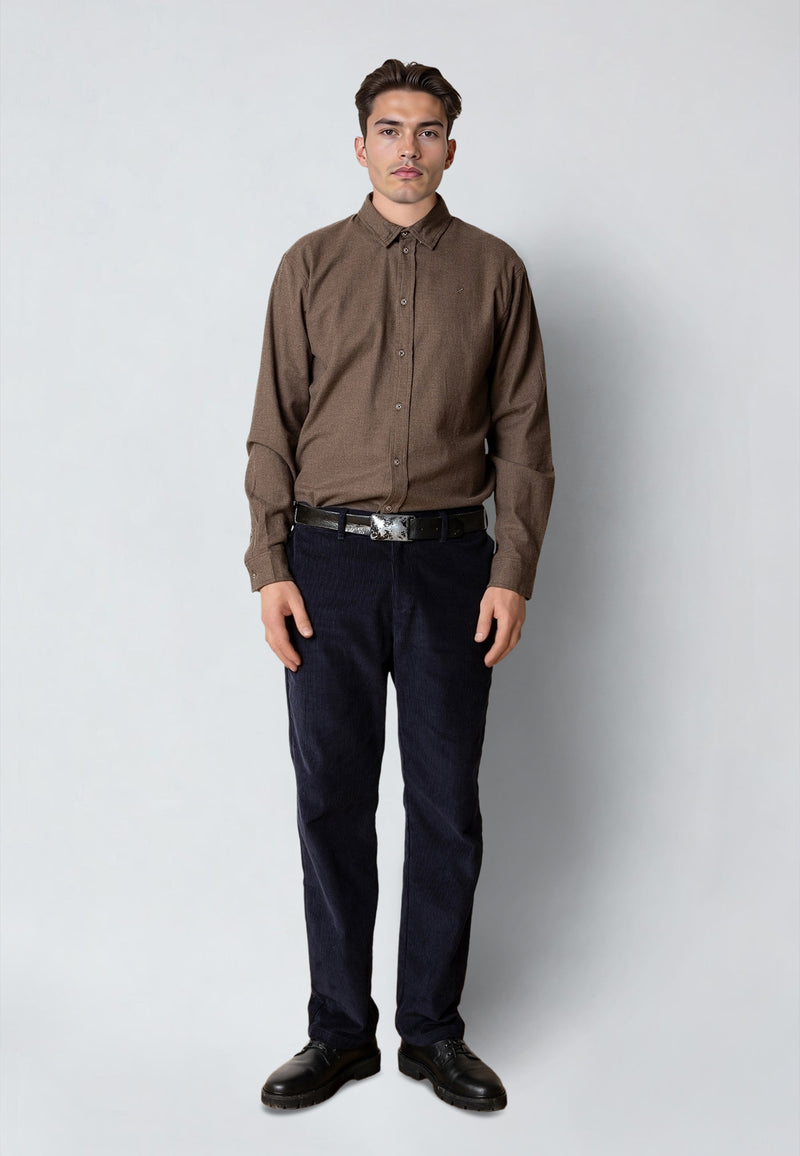 Clean Cut Copenhagen RUSSEL FLANNEL SHIRT Shirts L/S Brown Melange