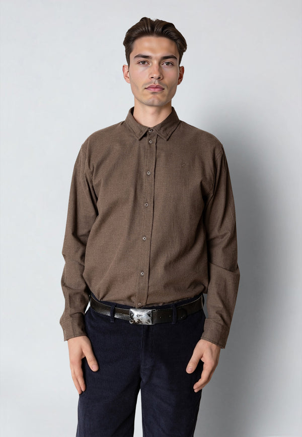 Clean Cut Copenhagen RUSSEL FLANNEL SHIRT Shirts L/S Brown Melange