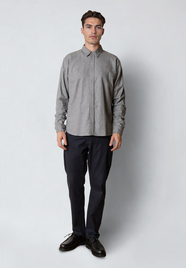 Clean Cut Copenhagen RUSSEL FLANNEL SHIRT Shirts L/S Dark Grey Melange