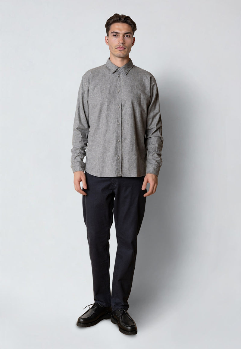 Clean Cut Copenhagen RUSSEL FLANNEL SHIRT Shirts L/S Dark Grey Melange