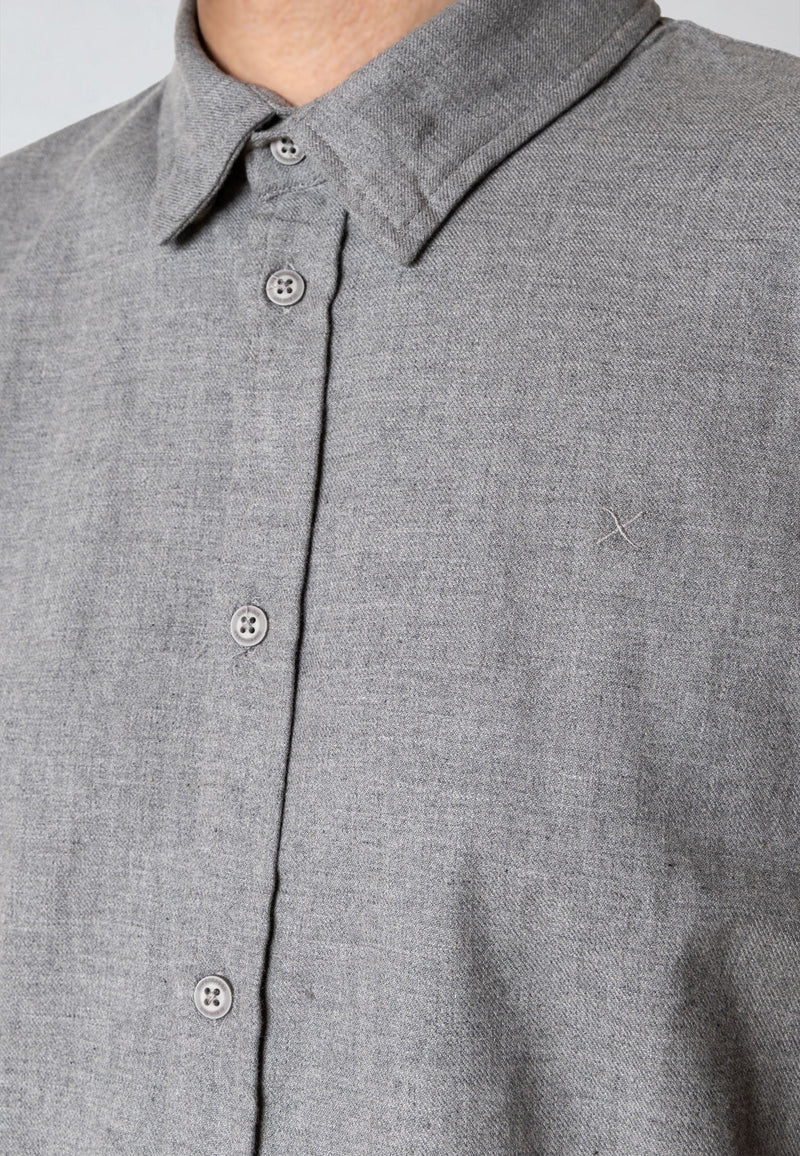 Clean Cut Copenhagen RUSSEL FLANNEL SHIRT Shirts L/S Dark Grey Melange