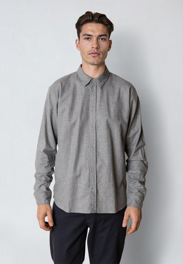 Clean Cut Copenhagen RUSSEL FLANNEL SHIRT Shirts L/S Dark Grey Melange