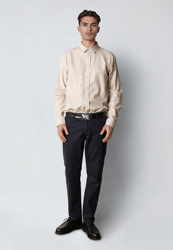 Clean Cut Copenhagen RUSSEL FLANNEL SHIRT Shirts L/S Ecru Melange