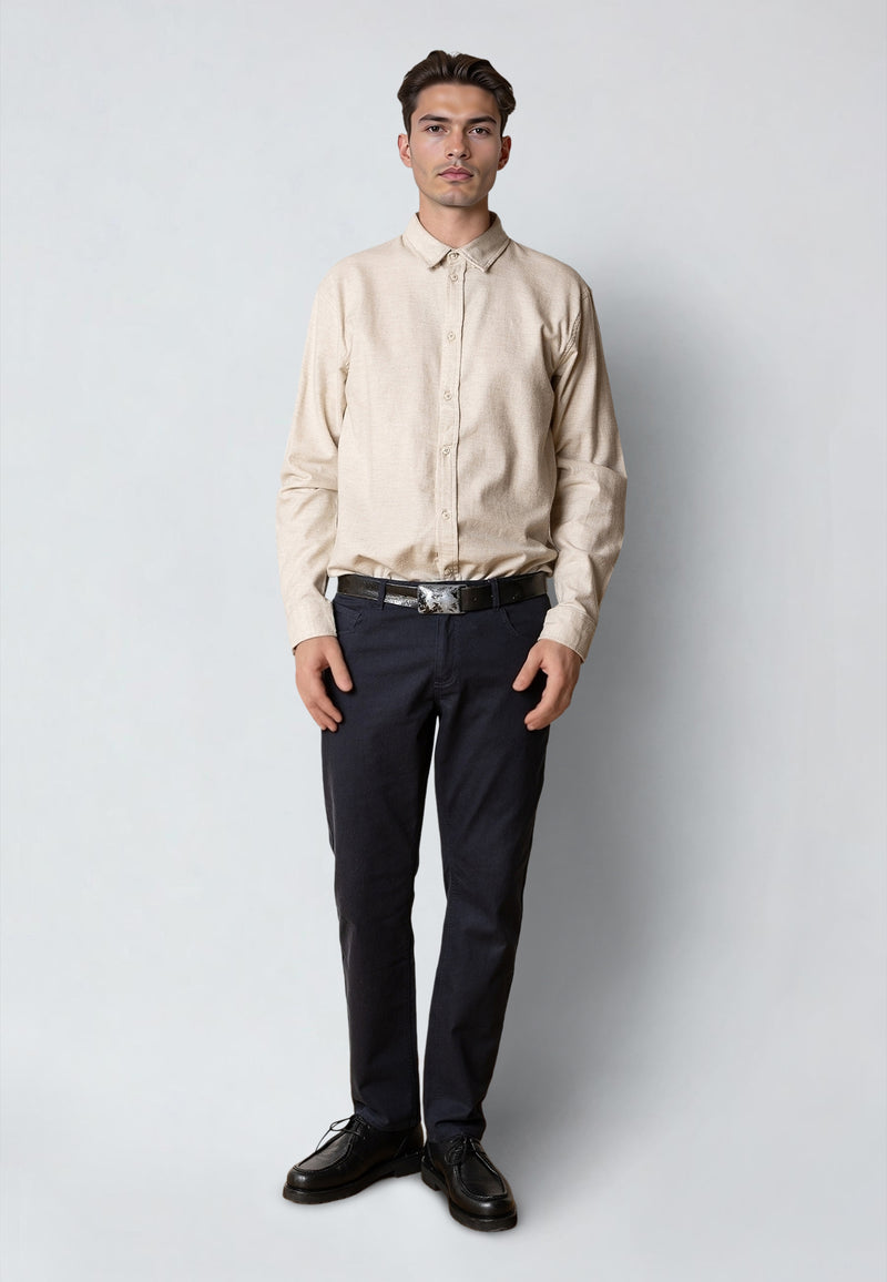 Clean Cut Copenhagen RUSSEL FLANNEL SHIRT Shirts L/S Ecru Melange
