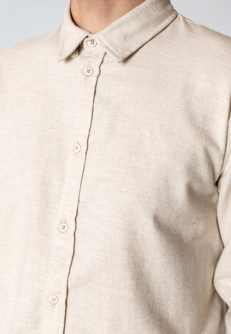 Clean Cut Copenhagen RUSSEL FLANNEL SHIRT Shirts L/S Ecru Melange