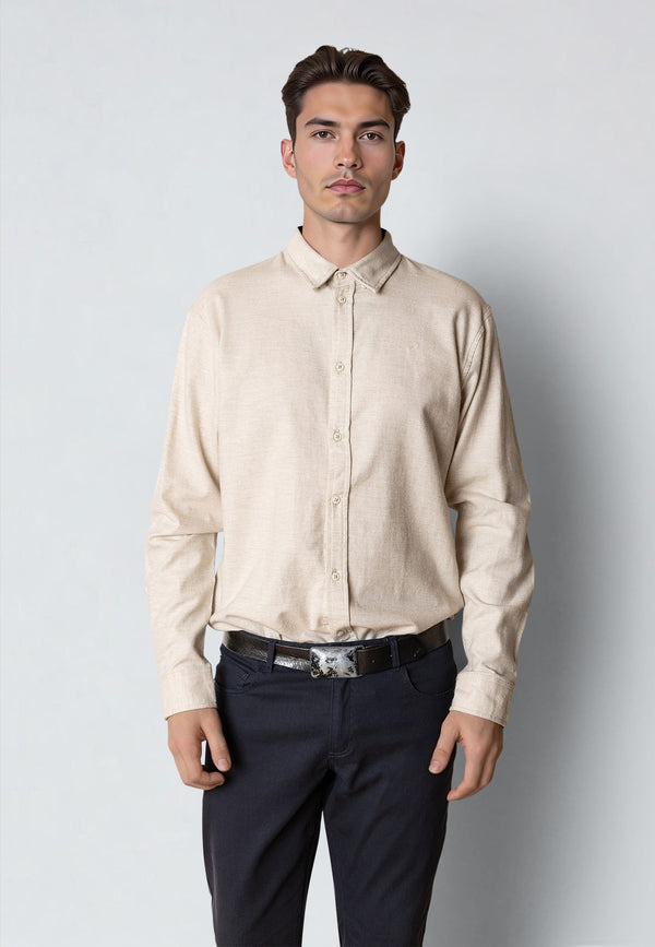 Clean Cut Copenhagen RUSSEL FLANNEL SHIRT Shirts L/S Ecru Melange