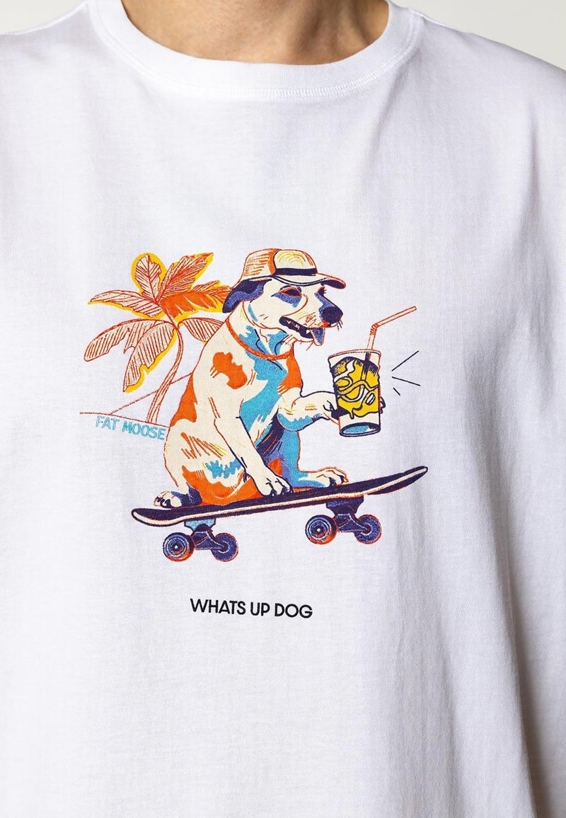 Fat Moose SKATE DOG T-SHIRT T-shirts S/S White