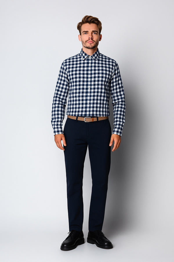 Clean Cut Copenhagen SKOVLUND SHIRT Shirts L/S Navy Ckecked
